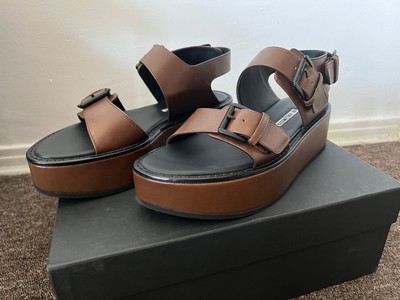 Brand New Ann Demeulemeester Leather Platform Sandals in Malta Khaki US 9/EU 40