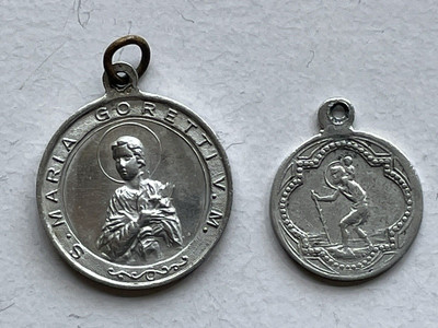Vintage Aluminum Maria Goretti & St Christopher Medals