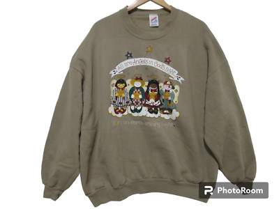 Sz 3X Jerzees ANGELS Kids God Joy Love Sweatshirt USA Grannycore Grandma