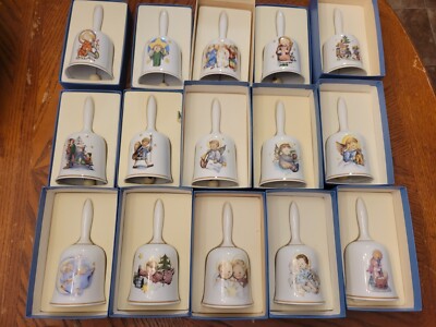 15 LOT Schmid Porcelain Christmas Bell Berta Hummel W. Germany 1975, 1977-90