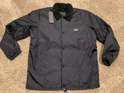 Levi's Sherpa Fleece Lined Water Repellent Snap Up Coach Jacket Mens XL RT$98B20