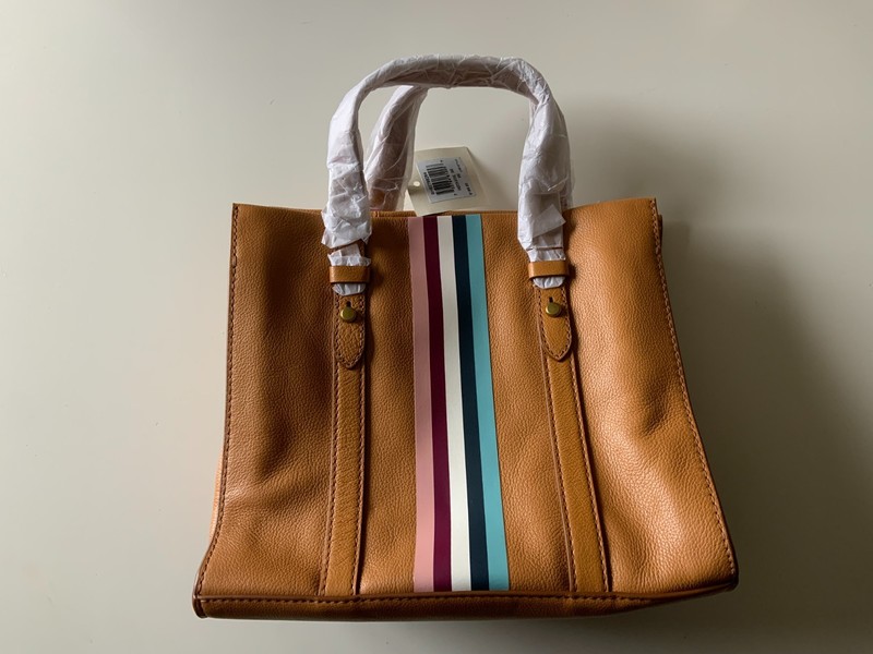 NEW Fossil SHB2799264 Kingston Leather Satchel SAND BROWN MULTI $198