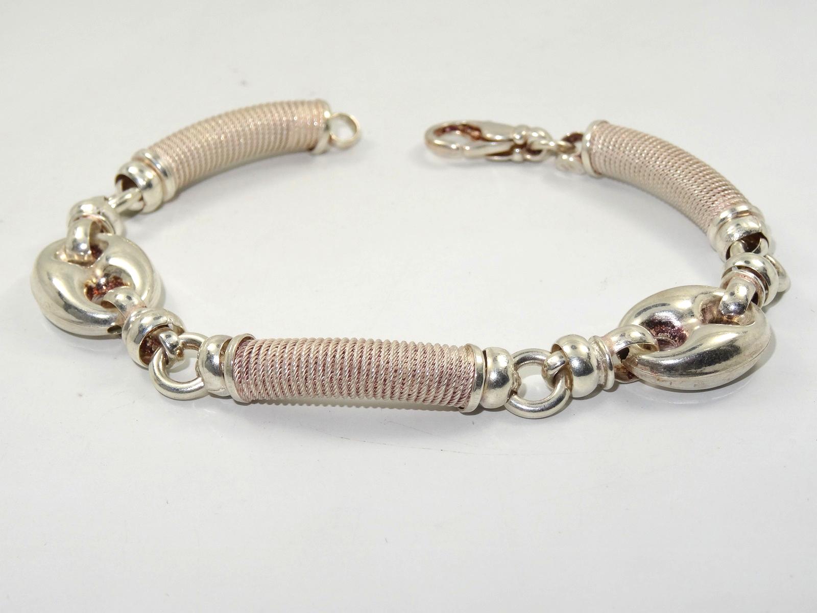 VINTAGE 80's ITALIAN  DESIGNER STERLING SILVER BRACELET ~ 7"