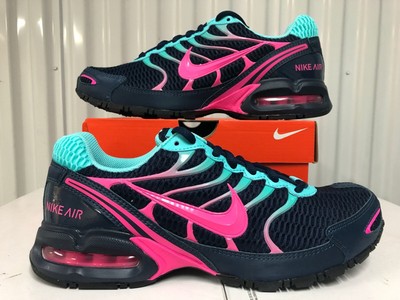 navy and pink tennis shoes