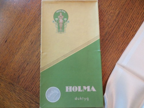 Beautiful UNUSED Holma Ivory Double Damask Tablecloth Floral Design Unfinished