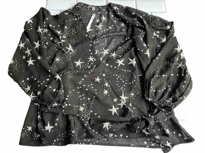 Asos Blouse Shirt Size 20 Stars Black White Nwt