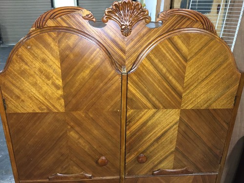 Antique Chifforobe/Wardrobe with Red Cedar lined Closet and Carvings.