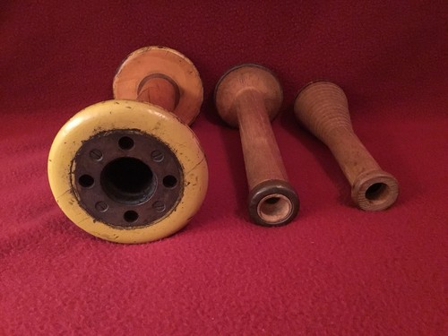 Vintage Wood Sewing Spools (2) 9” and (1) 8 1/8”