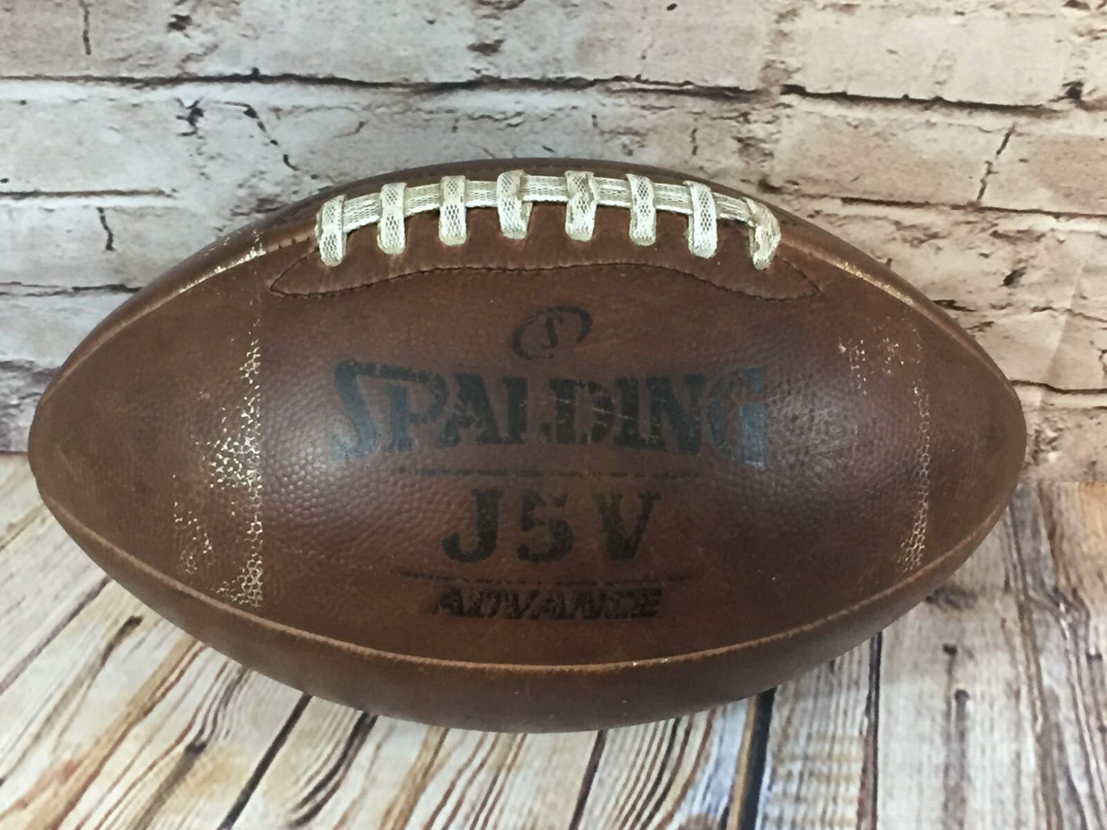 SPALDING J5V Leather Football White Stripes Holds Air