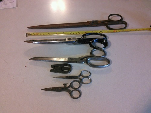 Lot 6 Vintage Antique Scissors-Sewing/Tailor Reliance, Compton, Germany