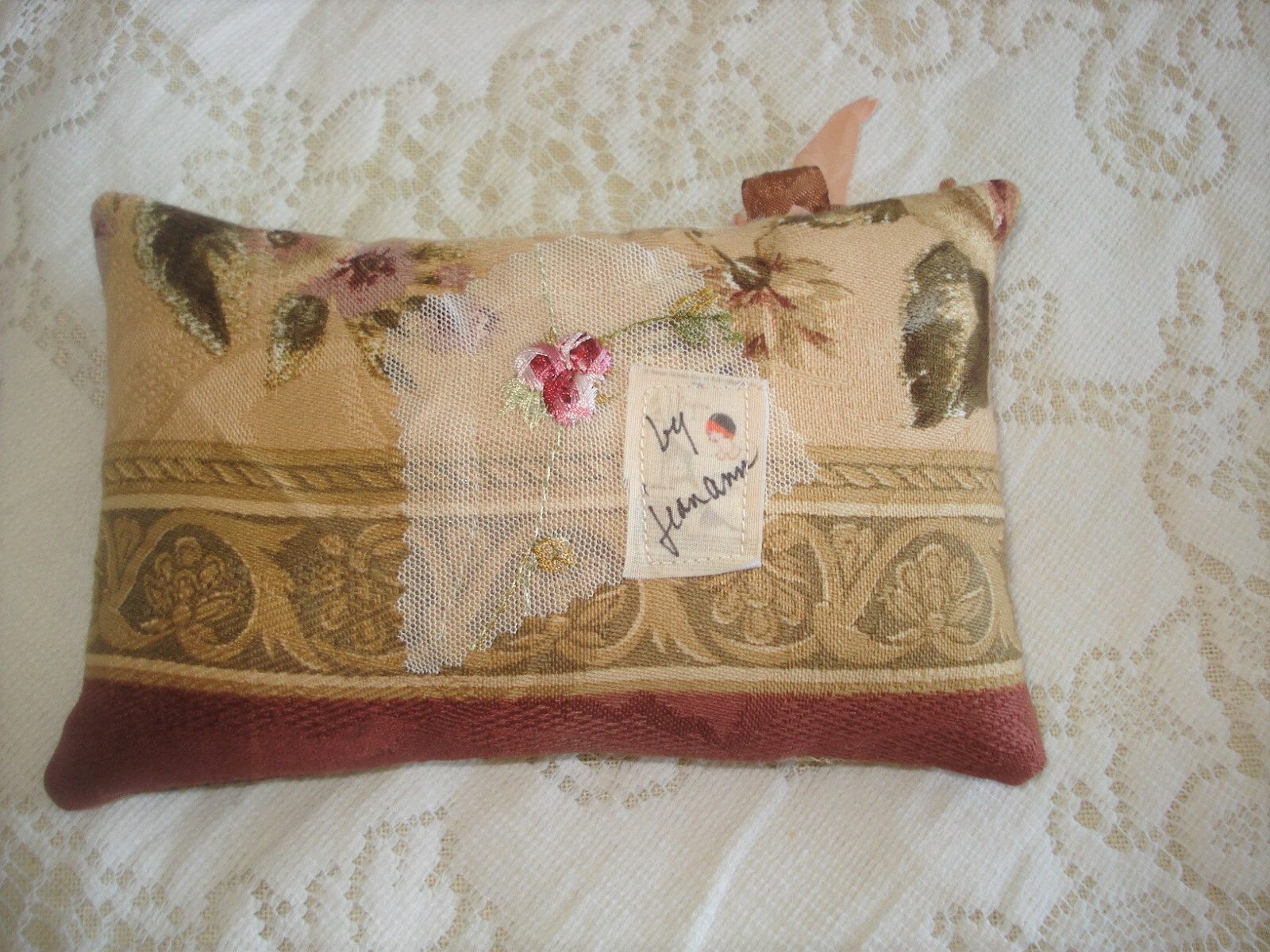 OOAK Handmade PINCUSHION Vtg 30s Simplicity Pattern Image of Pretty Ladies Gown