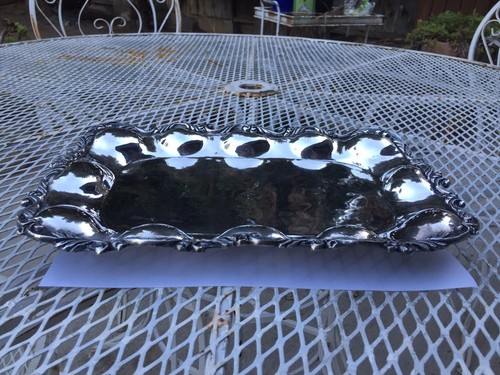 RARE Antique Hand Hammered Footed Serving Tray LILYAN 925 MEXICO STERLING Silver