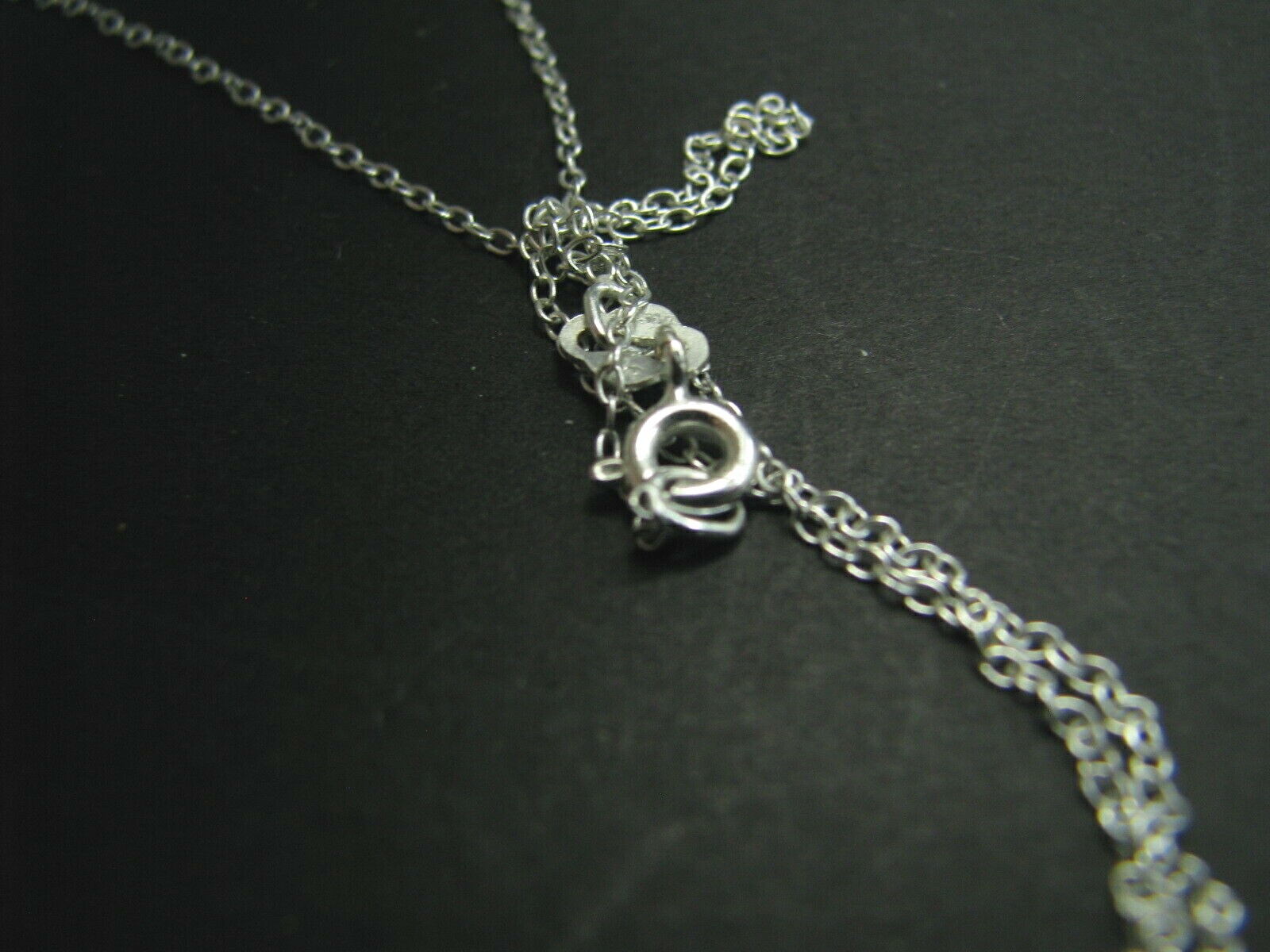 New/Box STERLING SILVER Diamond Pave FLEUR-DE-LIS NECKLACE Pendant BLACK/WHITE