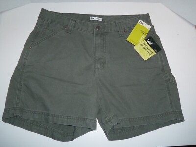 NEW LEE Green Denim Shorts Size 8 NWT Just Below the Waist Natural Fit