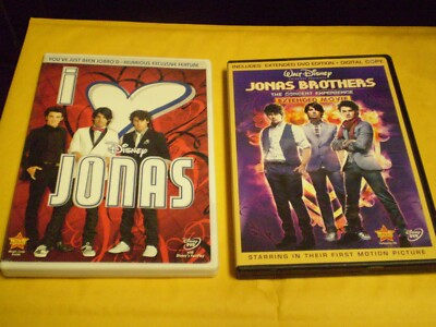 (2) Disney The Jonas Brothers DVD Lot: I Heart Jonas & Concert Experience