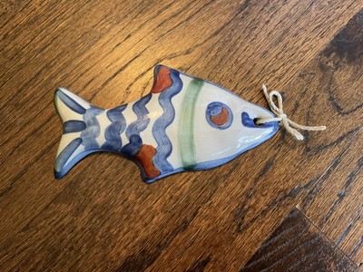 MA Hadley Art Pottery Fish 6  Hanging / GLAZED CLAY Ornament / Vintage