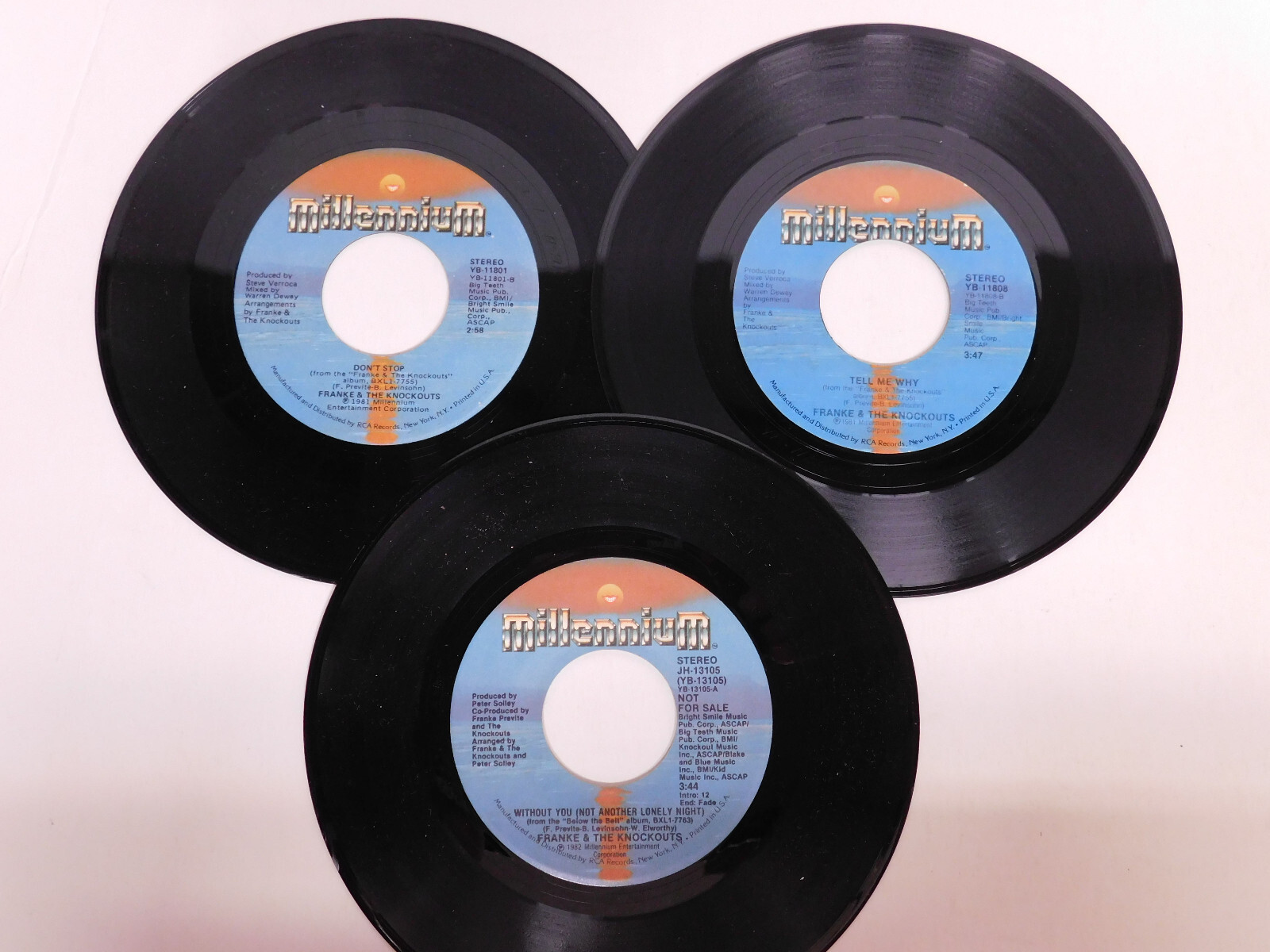 Franke and The Knockouts rock alt Lot of 3- 45s Sweetheart