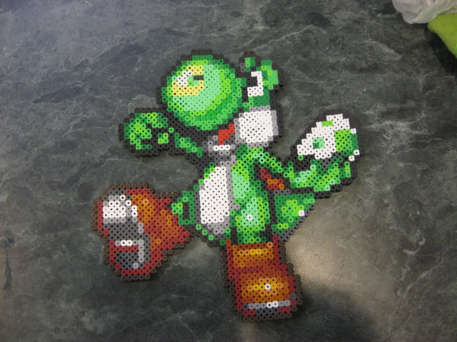 Super Mario Yoshi perler art necklace hama sprite rave edm edc plur kandi
