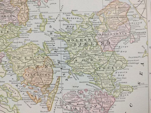 Vintage 1901 DENMARK Map 11