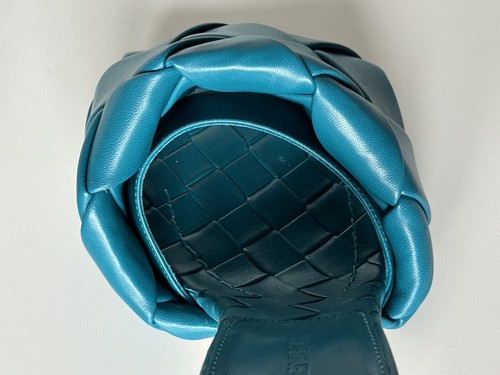 Pre-owned Bottega Veneta $1500  Lido Intrecciato Leather Mules Vintage Blue 7 Us 608854