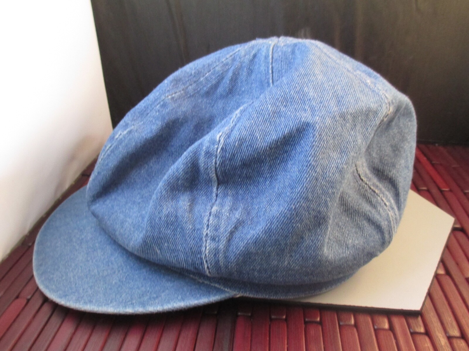 Genuine Vintage Cotton Denim Big Apple Fat Boy Disco Cap Hat 60's Retro Mod