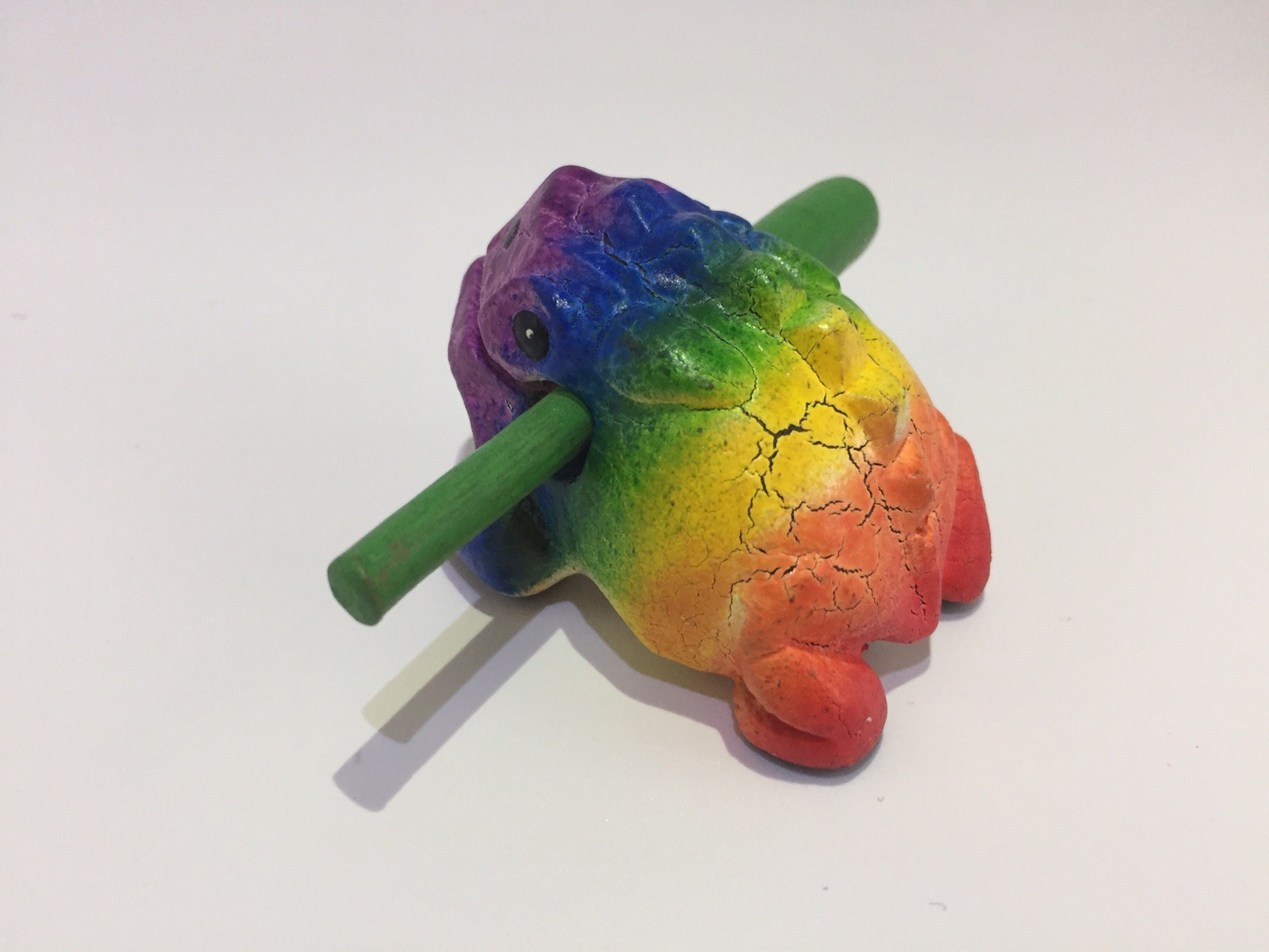 Rainbow Hand Painted Carved Frog Guiro 2.5