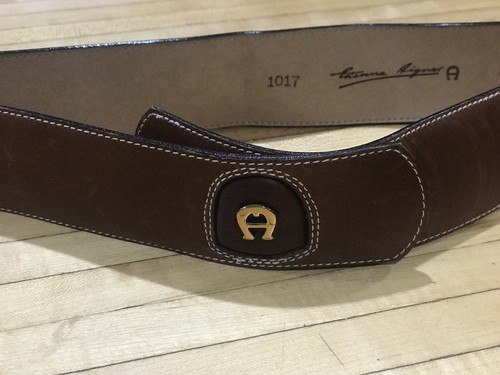 Vintage Etienne Aigner Women's Leather belt Adjustable Brass A Size 28