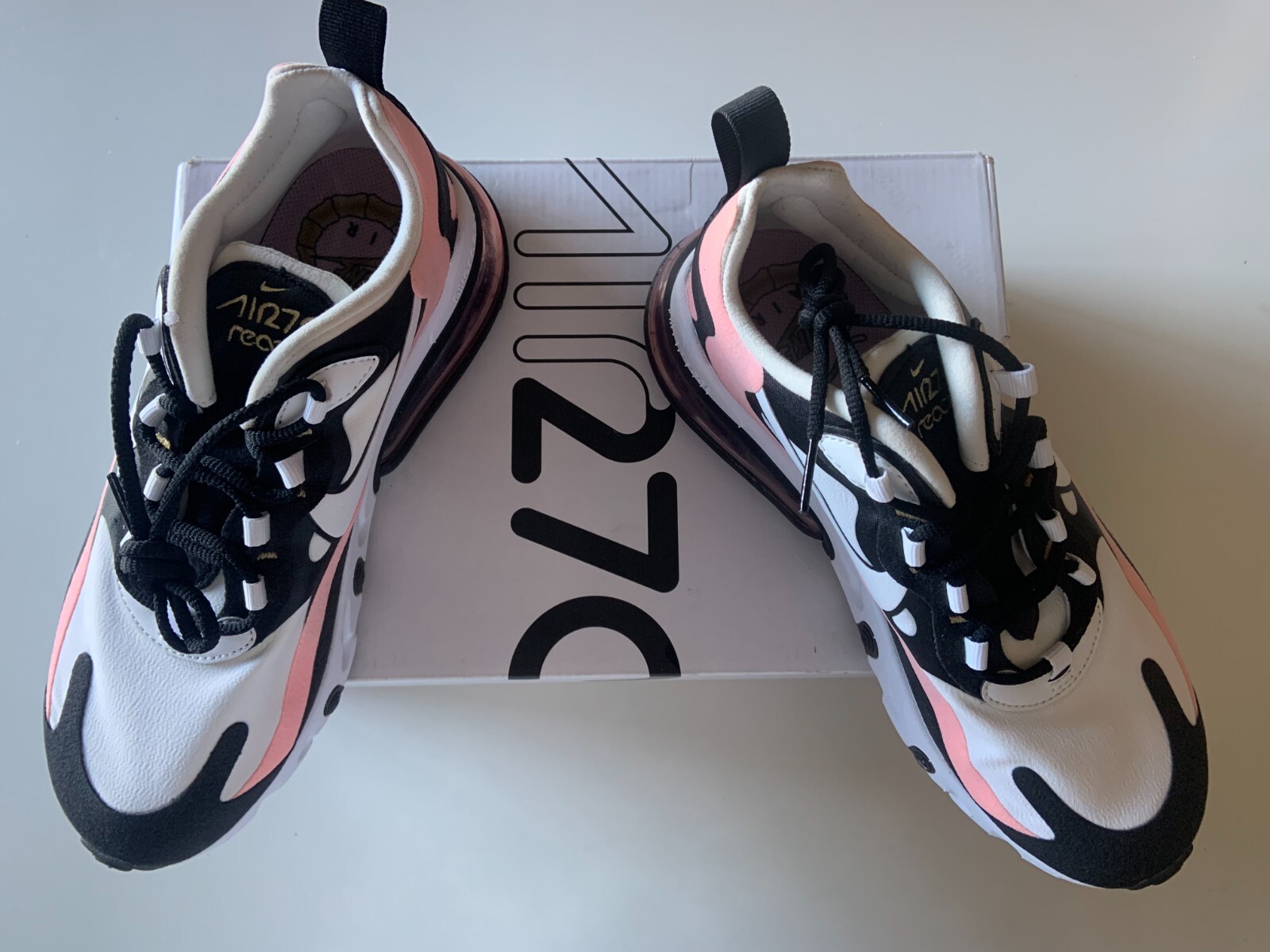 air max 270 react black white bleached coral