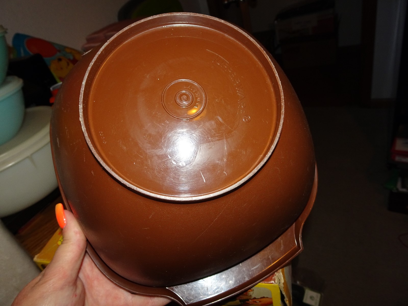 Vintage Tupperware 858 Brown Square Round Mixing/Serving Bowl No Lid