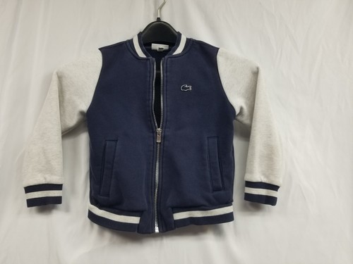TIME SALE‼️LACOSTE 幾何学模様 ネイビー ジャケット Lサイズ LACOSTE BOYS JACKET BLUE Gray Size 5 Zip Up Embroidered Back