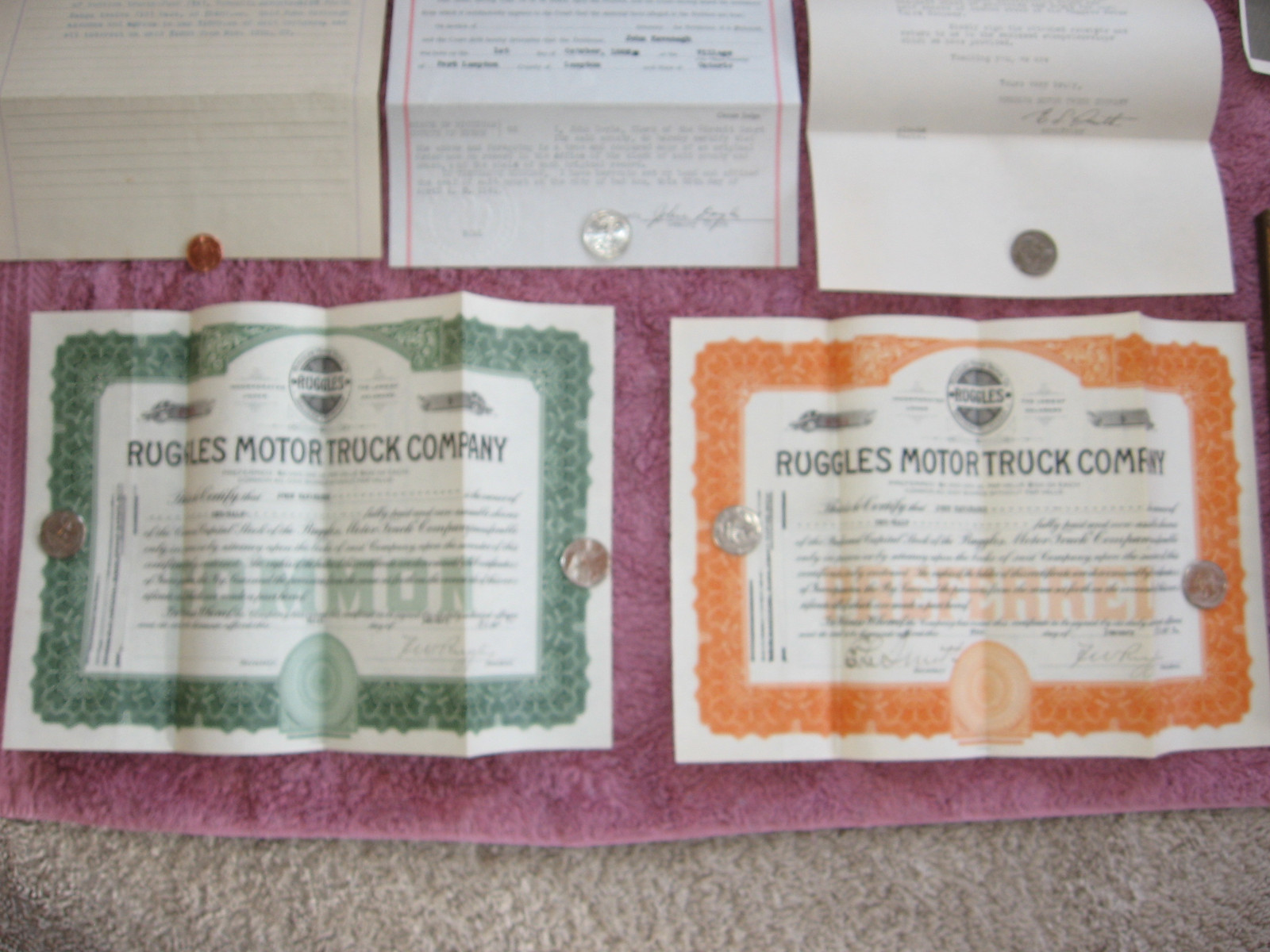 Ruggles Motor Truck Company John Kavanaugh 1/2 of Company Stock Certificates
