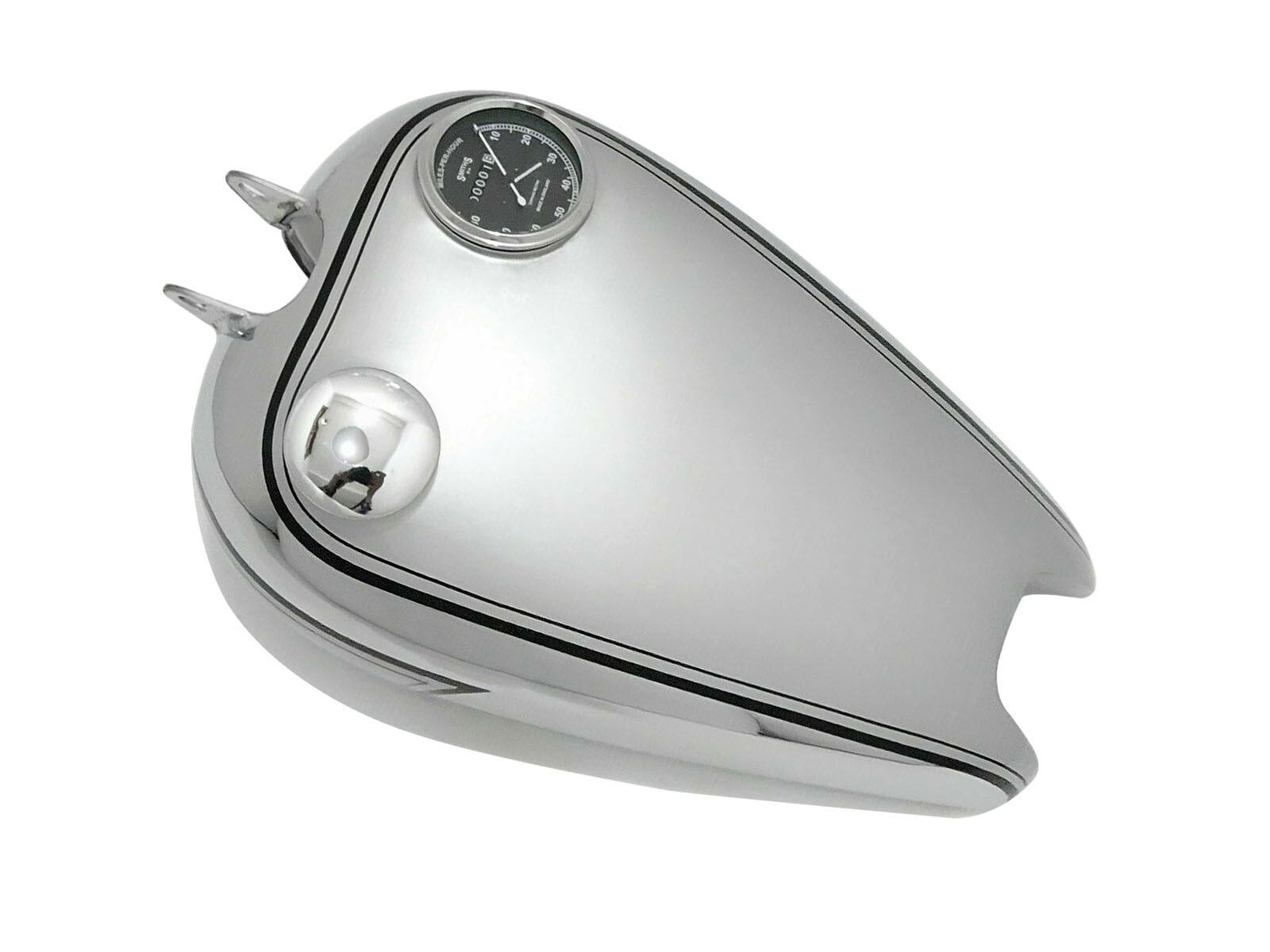 BSA C10 C11 250 Silver Chrome Petrol Fuel Tank with Replica Smiths Speedometer & Cap