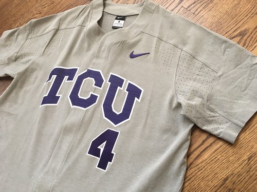 Texas Christian University TCU Authentic Nike Grey Baseball Game Jersey