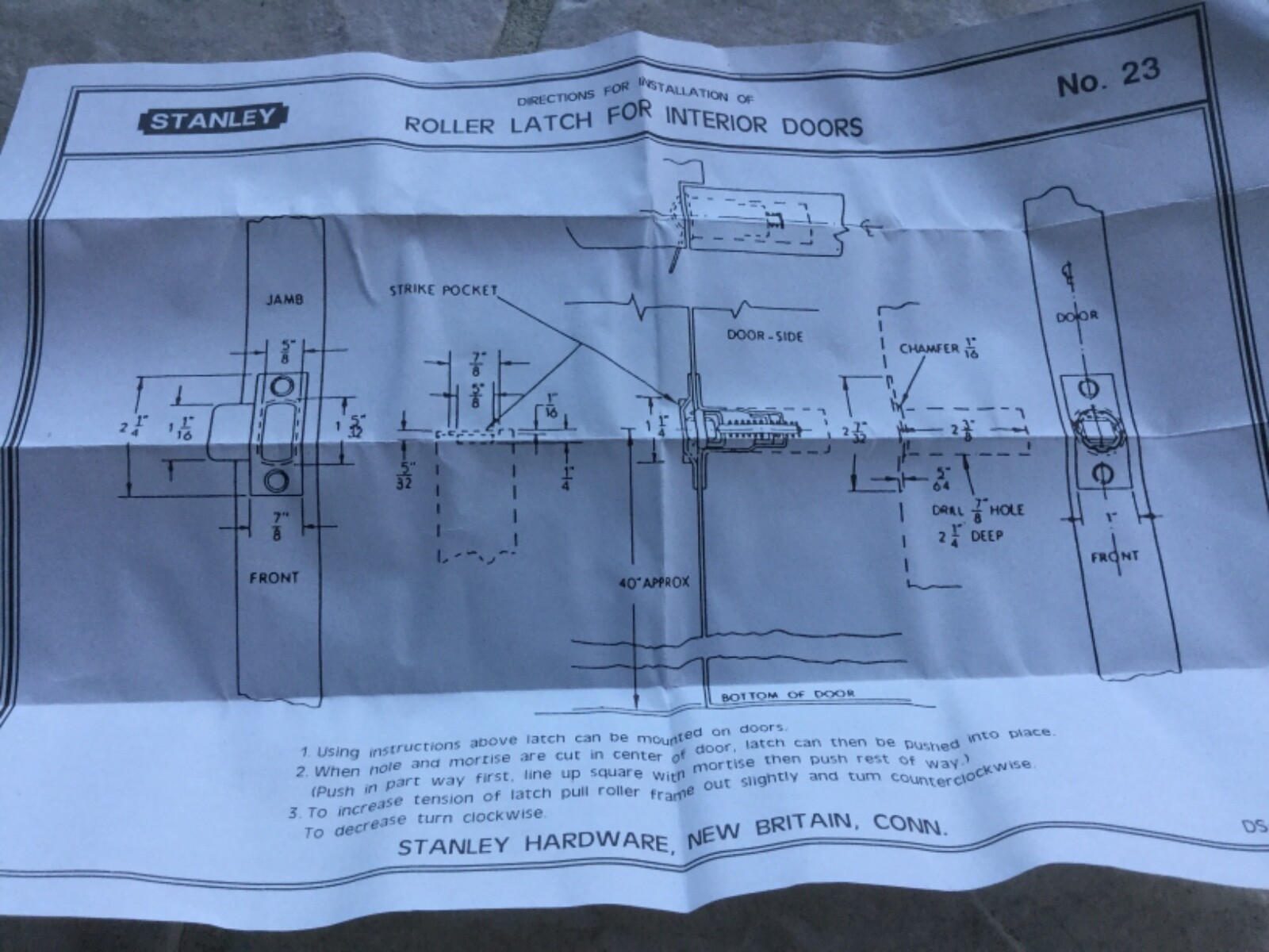 2 Stanley Brass Roller Catch 31-0360 for interior doors closet door 7/8 cabinet