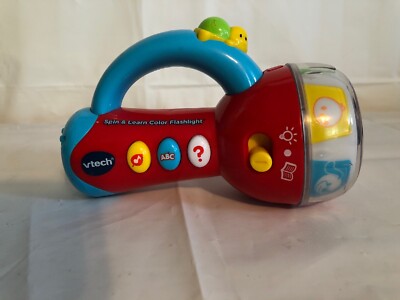 V Tech Spin and Learn Color Flashlight Toy Red Blue Educational Toy #D5