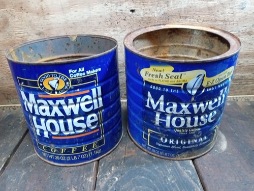 Maxwell House Coffee Tin Can Cans Vintage LOT of 2 2lb 7oz
