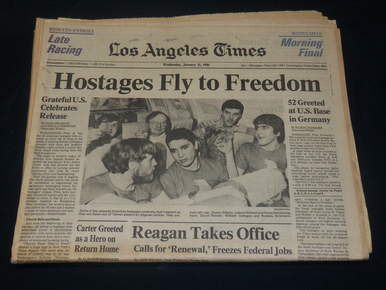 1981 JANUARY 21 LOS ANGELES TIMES NEWSPAPER - FLY TO FREEDOM