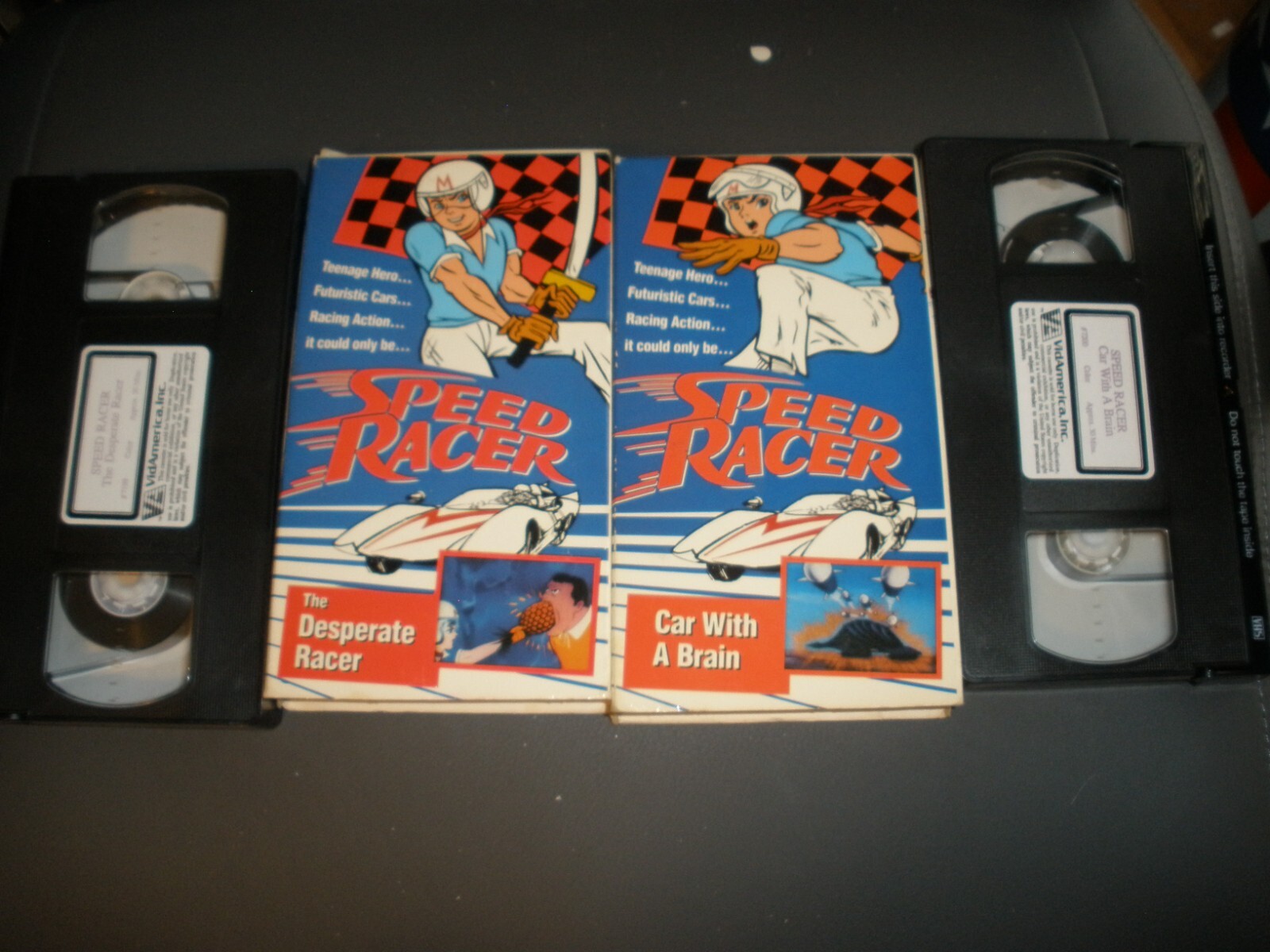 Vintage Lot of 2 VHS Speed Racer Car with a Brain & The