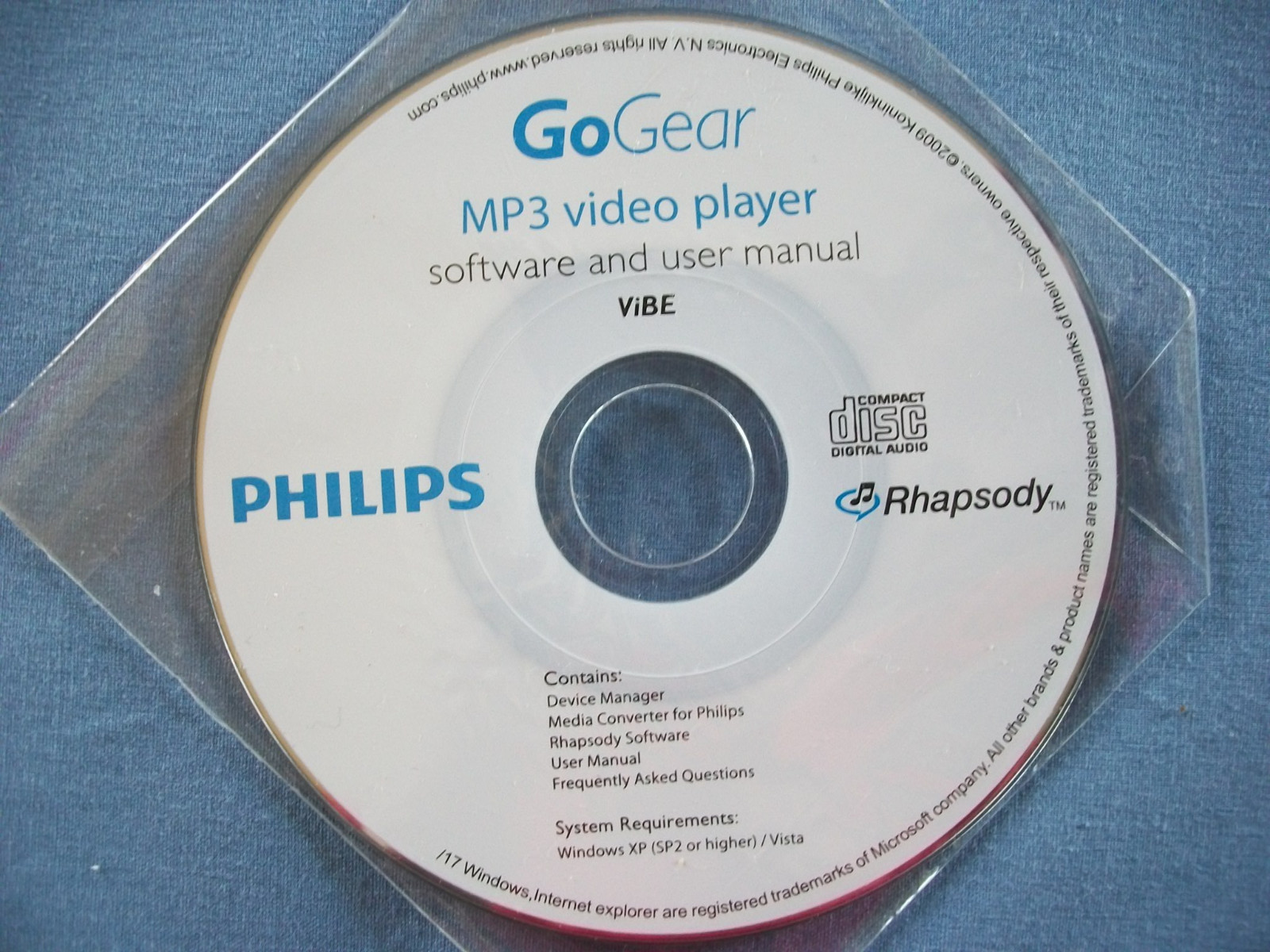 Philips GoGear MP3 Video Player Software and User Manual Rhapsody