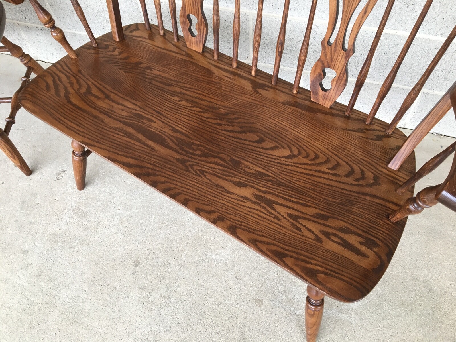 DINAIRE FURNITURE COLONIAL SOLID OAK DEACONS BENCHES - A PAIR