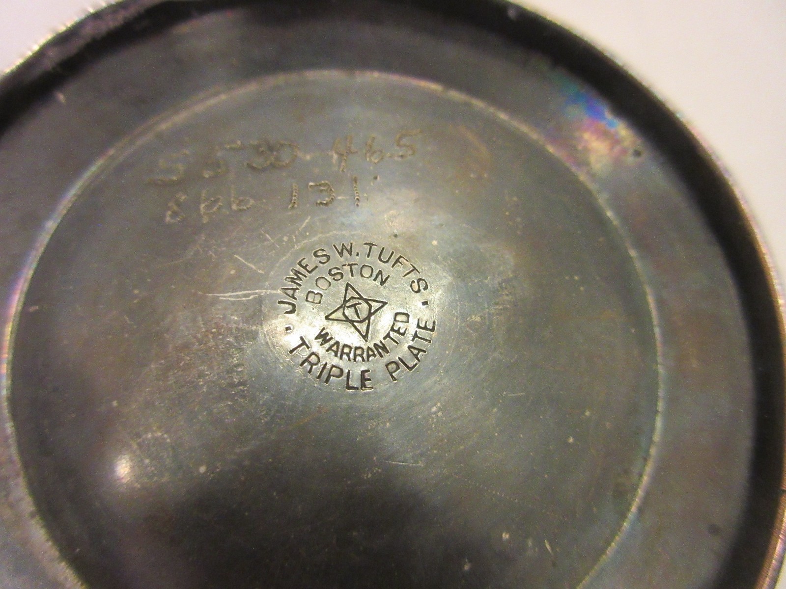 James Tufts Toothpick Match Holder Silverplate Man with Barrel