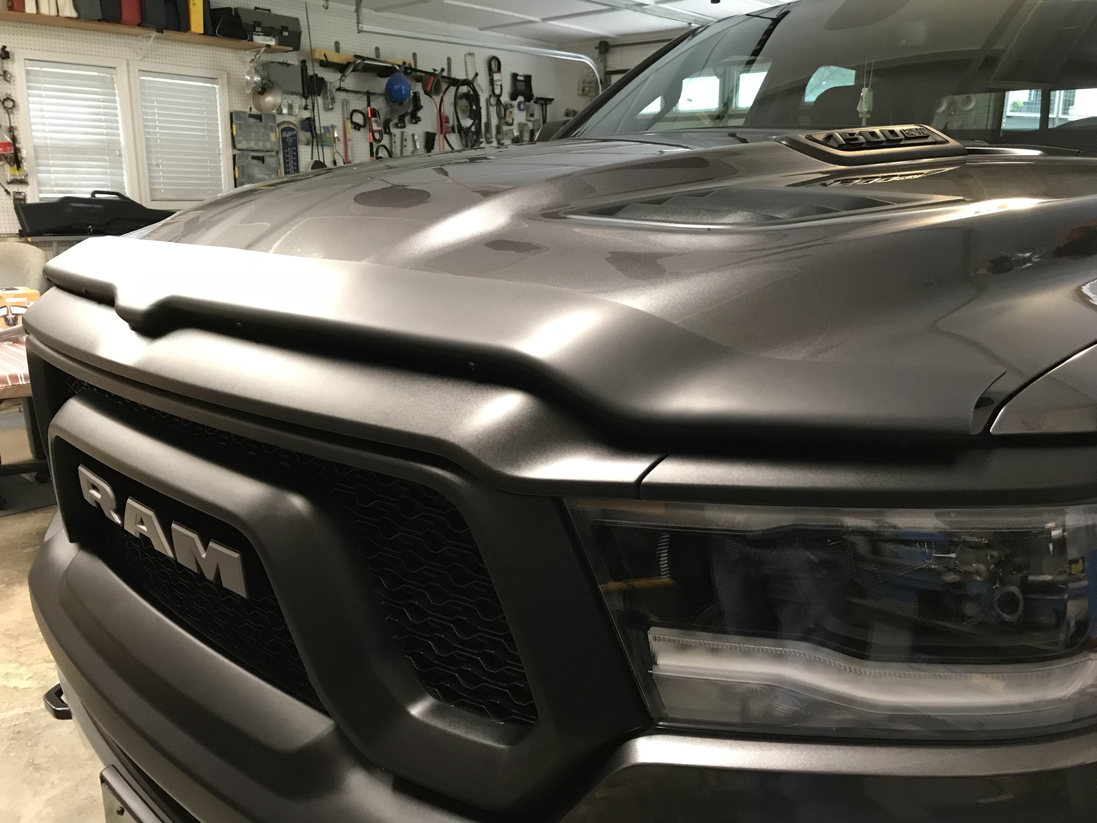 20192021 Ram 1500 DT Blacked Out Front Air Deflector Hood Bug Shield