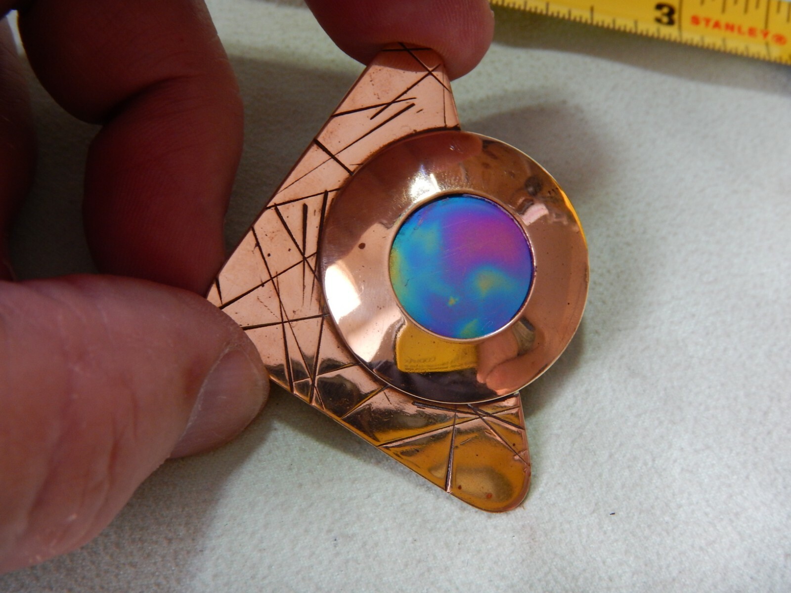 BRASS ARROW HEAD BOLO SLIDE WITH INSERT- VERY NICE