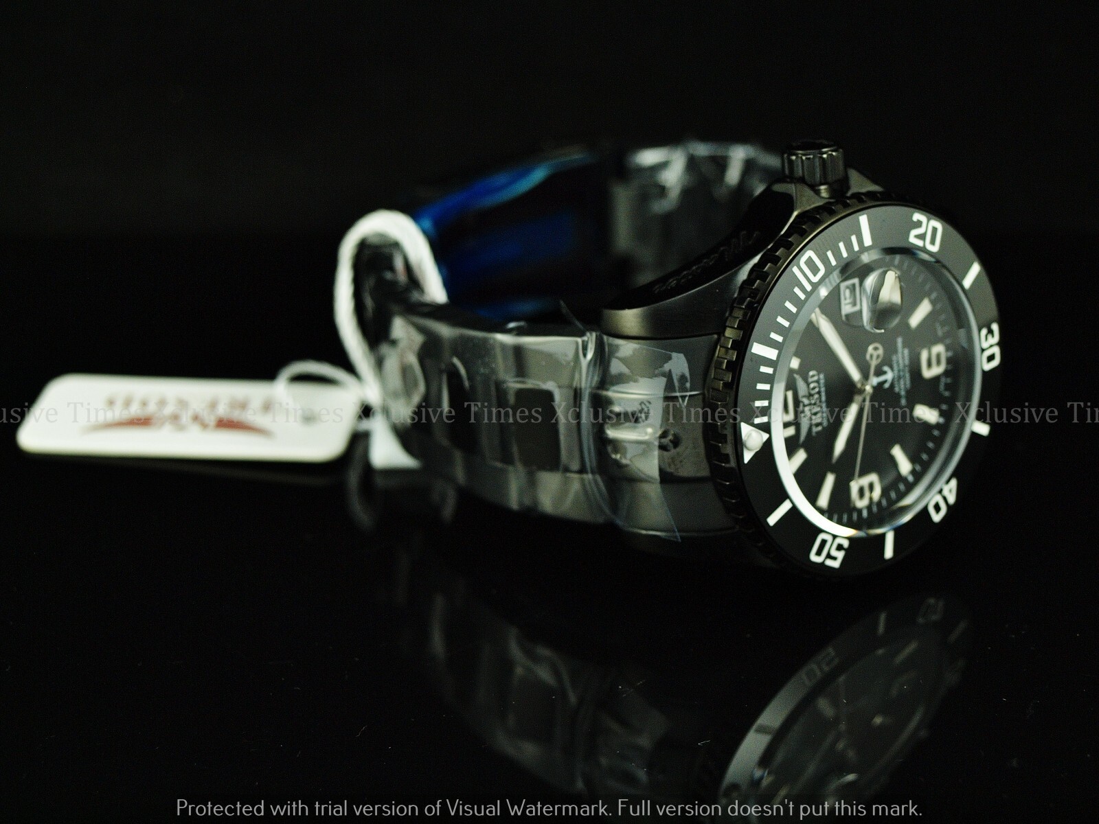 Pre-owned Master Tresod Men Superluminous Combat Ocean  Auto Triple Black Sapphire Ss Watch