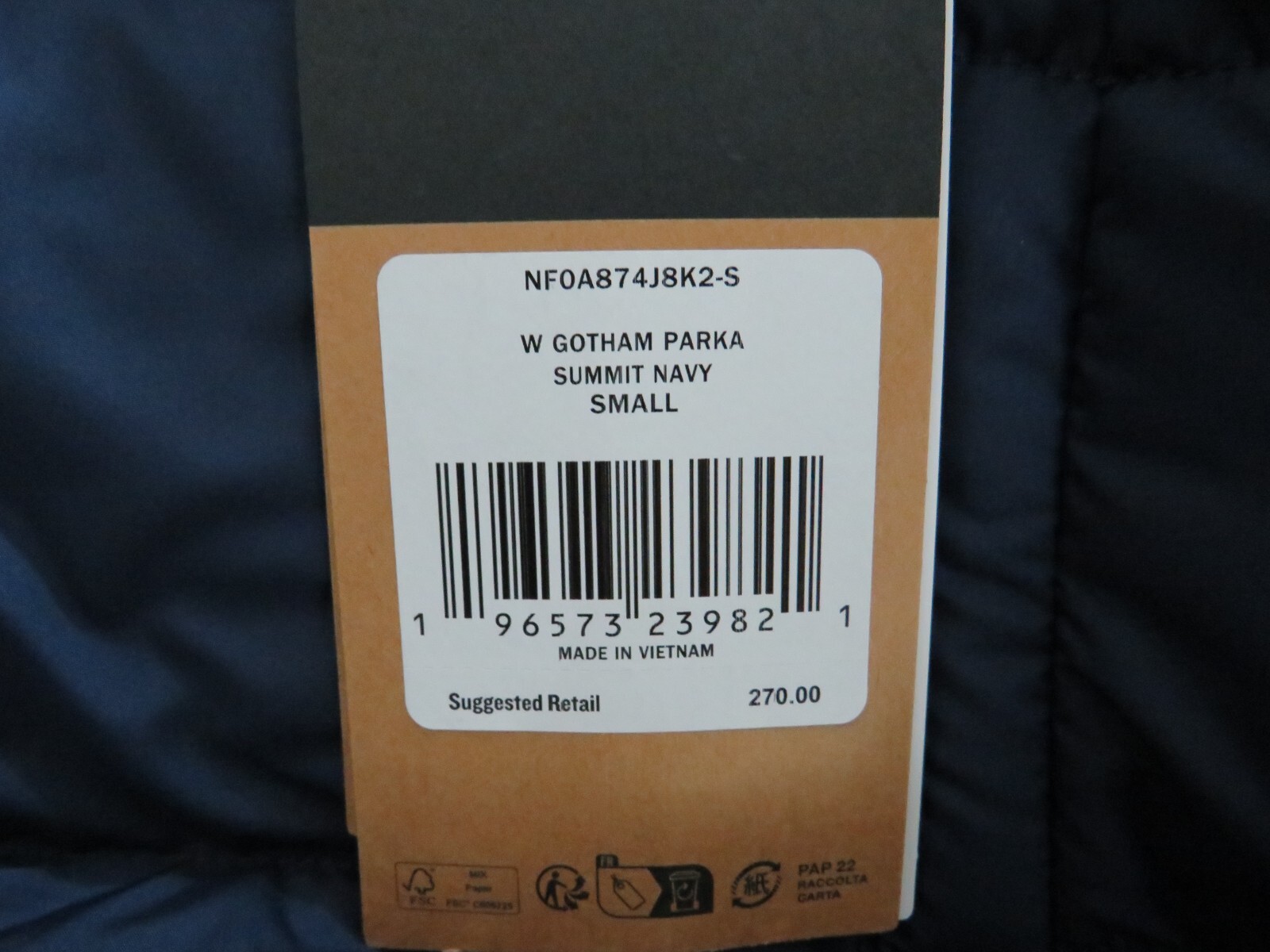 Pre-owned The North Face Womens  Gotham Mid Parka 550-down Winter Jacket Hooded - Navy Blue In Summit Navy Blue / Tnf White Logo