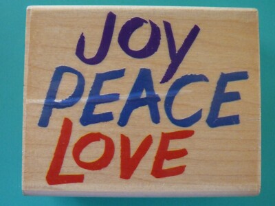 JOY PEACE LOVE in Bold Font RUBBER STAMPEDE Rubber Stamp