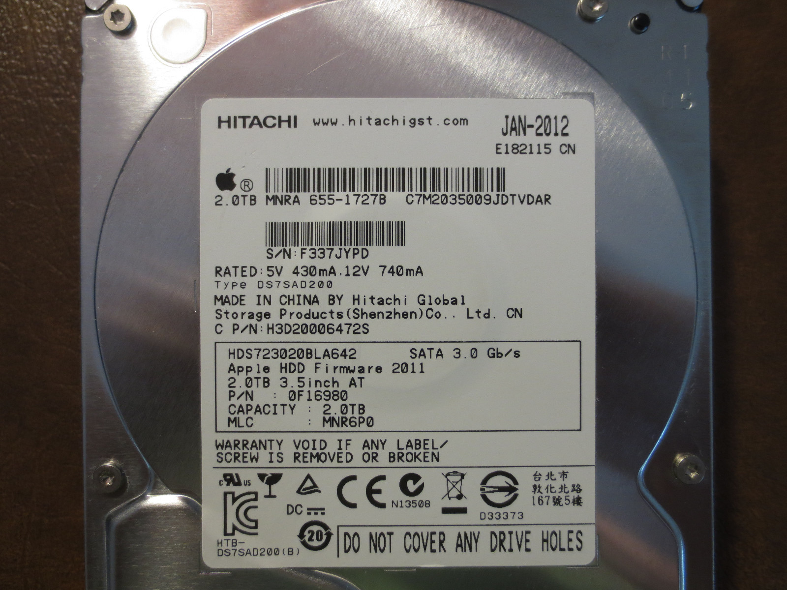 hds722020ala330、PN 0?F11603、MLC jpk37b、Hitachi 2tb SATA 3.5ハードドライブ Amazon.com: Hitachi HUA722020ALA330 (0F10452) 2TB 7.2k RPM