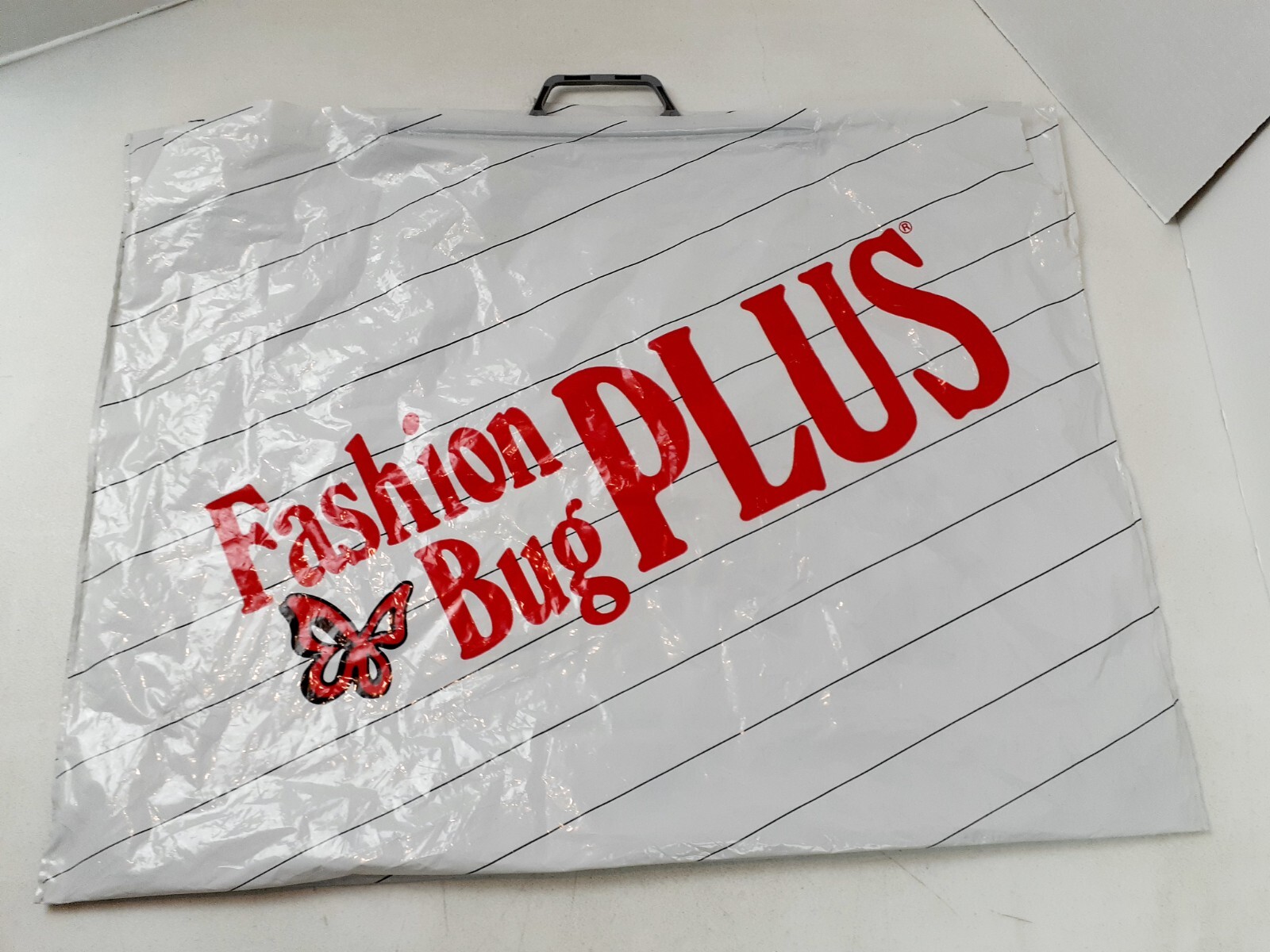 fashion fash’un PLASTIC Vintage 1970s Fashion Bug Plus Plastic Shopping Bag XLarge