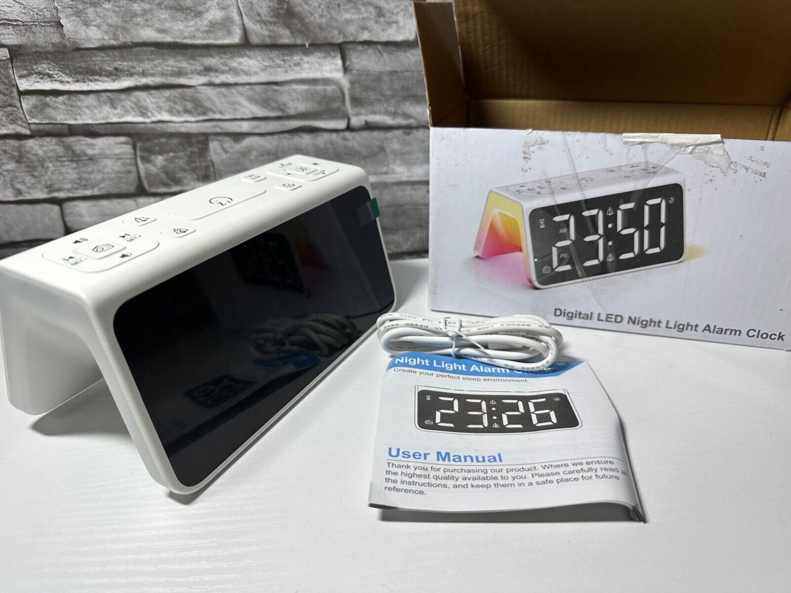 Led Electronic Clock, 6 Natural Sounds, Usb Charger, Fm