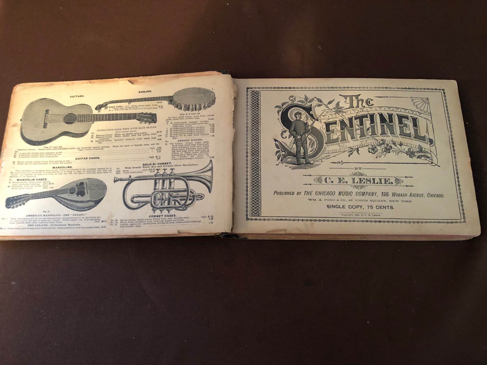 Rare Antique 1895 Chicago Music Co. THE SENTINEL By C E Leslie